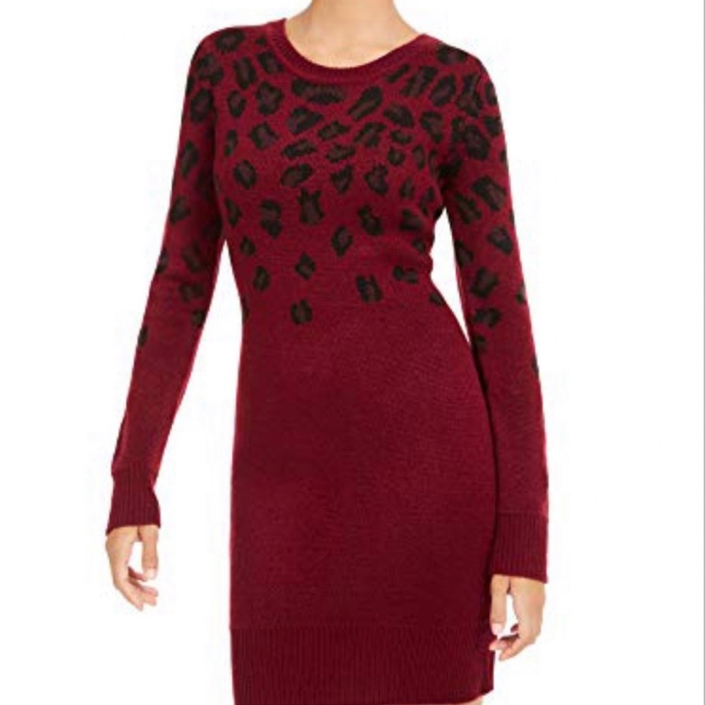 Bcx dress women size m burgundy printed Long Sleeve